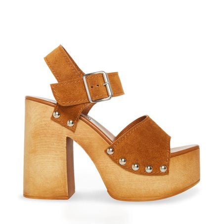 Brown Steve Madden Pammy Chestnut Suede Women's Platform Sandals | PH 1083DGV